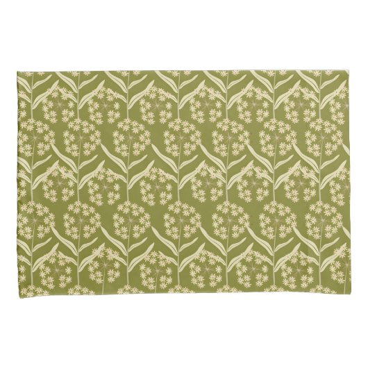 Modern Floral Pattern: White Umbel Flowers 枕カバー (正面右)