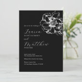 Modern Floral Peony Black and White Wedding 招待状 (スタンド正面)