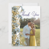 Modern Floral Photo Wedding Thank You Card W Note サンキューカード (正面)