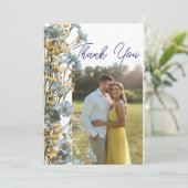 Modern Floral Photo Wedding Thank You Card W Note サンキューカード (スタンド正面)