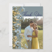 Modern Floral Photo Wedding Thank You Card W Note サンキューカード (正面)
