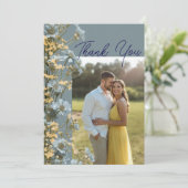 Modern Floral Photo Wedding Thank You Card W Note サンキューカード (スタンド正面)