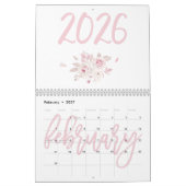 Modern Floral Pink Calendar 2026 カレンダー (2月 2027)