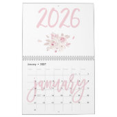Modern Floral Pink Calendar 2026 カレンダー (1月 2027)