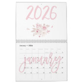 Modern Floral Pink Calendar 2026 カレンダー (1月 2026)
