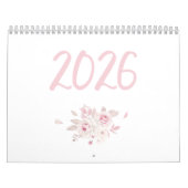 Modern Floral Pink Calendar 2026 カレンダー (カバー)