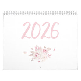 Modern Floral Pink Calendar 2026 カレンダー