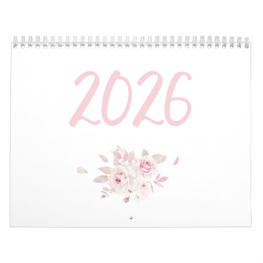 Modern Floral Pink Calendar 2026 カレンダー (カバー)
