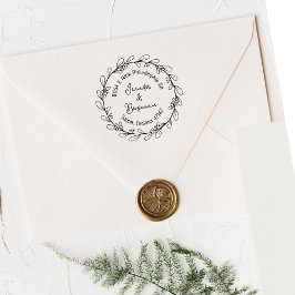 Modern Floral Return Address, Couple   ラバースタンプ