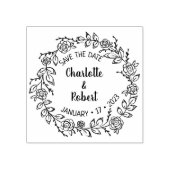 Modern Floral Save the Date Wedding   ラバースタンプ (インプリント)