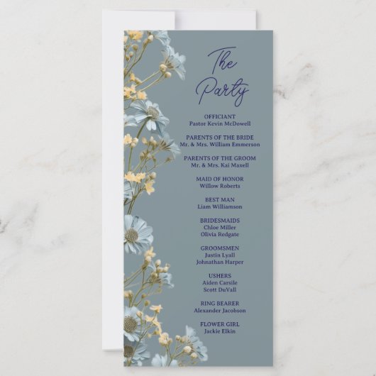 Modern Floral Simple Wedding Program (裏面)