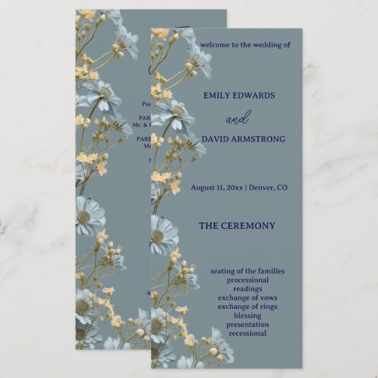 Modern Floral Simple Wedding Program (正面/裏面)