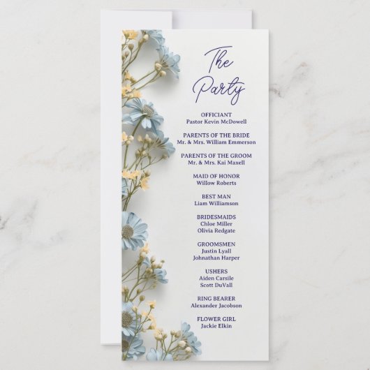 Modern Floral Simple Wedding Program (裏面)