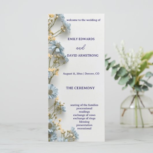 Modern Floral Simple Wedding Program (スタンド正面)