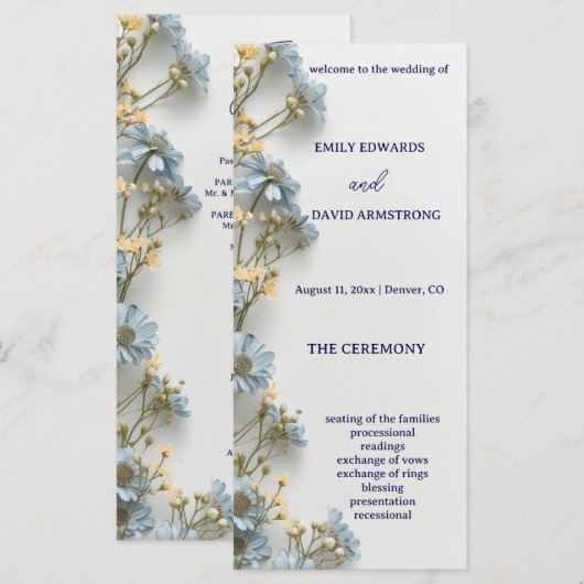 Modern Floral Simple Wedding Program (正面/裏面)