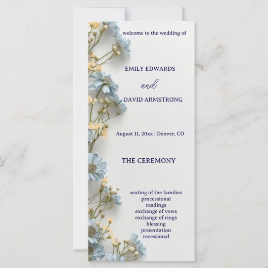Modern Floral Simple Wedding Program (正面)