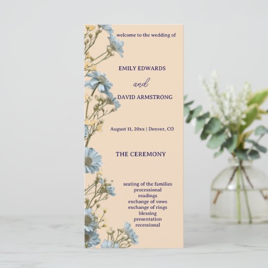 Modern Floral Simple Wedding Program (スタンド正面)