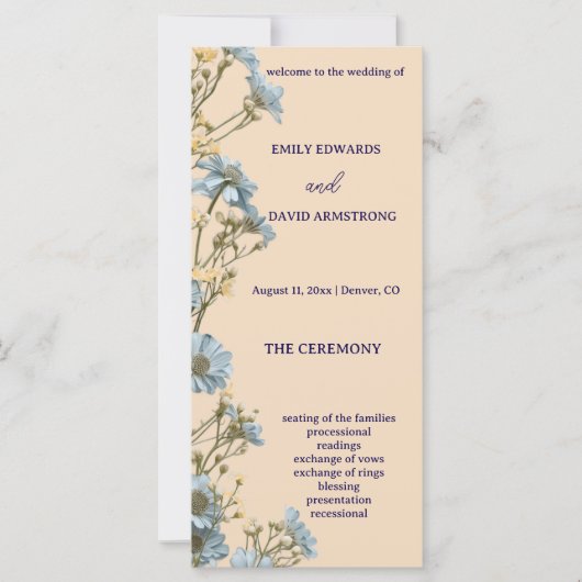 Modern Floral Simple Wedding Program (正面)