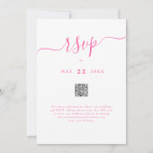 Modern Floral Vibrant Pink Orange Wedding Qr Code 招待状 (裏面)
