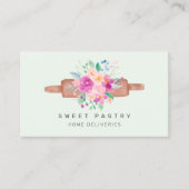 Modern floral watercolor pastry bakery rolling pin 名刺 (正面)
