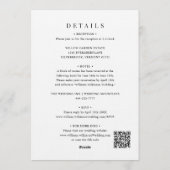 modern  Floral Wedding Information Card QR Code 招待状 (裏面)