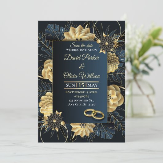 Modern Floral Wedding Invitation Custom card 招待状 (スタンド正面)