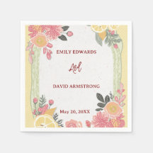 Modern Floral Wedding Napkins