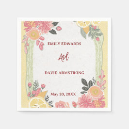 Modern Floral Wedding Napkins スタンダードカクテルナプキン