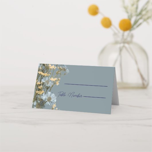 Modern Floral Wedding Place Cards プレイスカード (正面)