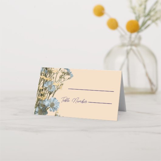 Modern Floral Wedding Place Cards プレイスカード (正面)