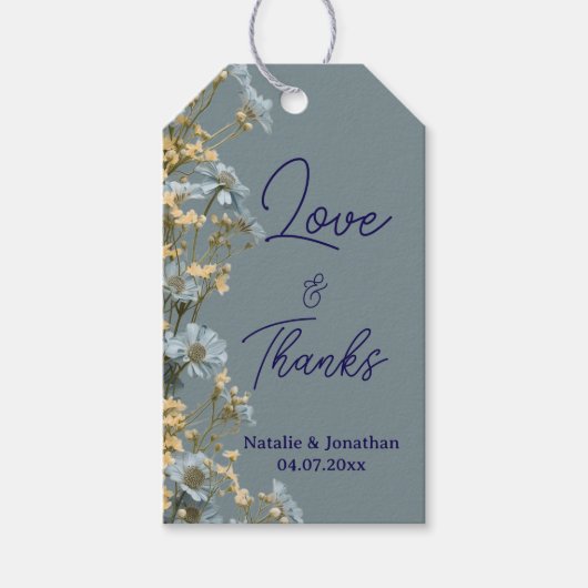 Modern Floral Wedding Thank You  ギフトタグ (正面)