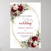 Modern Floral Wedding Welcome Sign Custom Poster ポスター (正面)