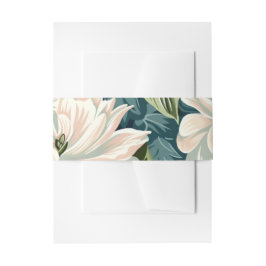 Modern Floral White Wedding 招待状ベリーバンド