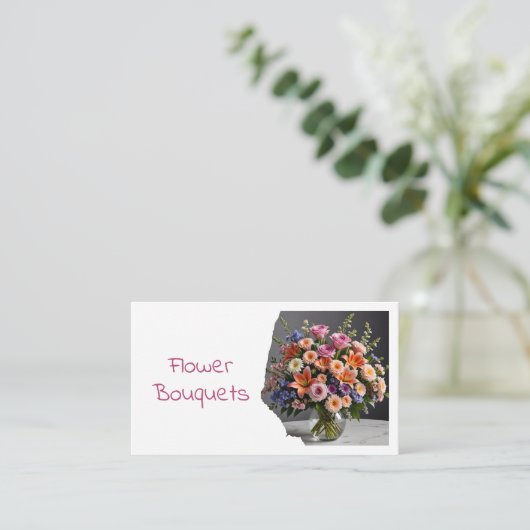 Modern Florist Flower Shop Bouquet QR Code Photo 名刺 (スタンド正面)