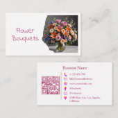 Modern Florist Flower Shop Bouquet QR Code Photo 名刺 (正面/裏面)