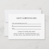 MODERN FLOWER BUSINESS GIFT CERTIFICATE  (裏面)
