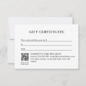 MODERN FLOWER BUSINESS QR CODE GIFT CERTIFICATE  (裏面)