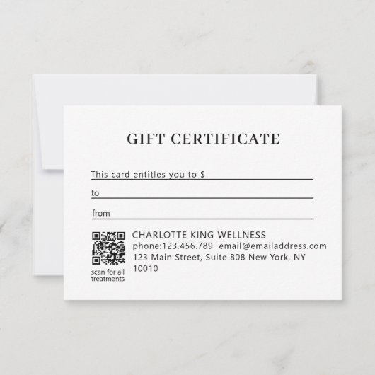 MODERN FLOWER BUSINESS QR CODE GIFT CERTIFICATE  (裏面)
