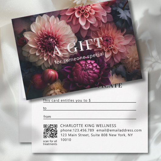 MODERN FLOWER BUSINESS QR CODE GIFT CERTIFICATE 