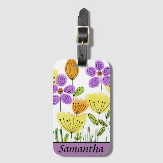 Modern Flower Garden Summer Personalised ラゲッジタグ (正面縦)