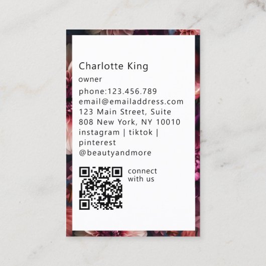 Modern Flower QR Code 名刺 (裏面)