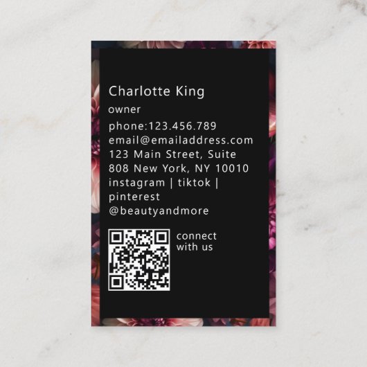 Modern Flower QR Code 名刺 (裏面)