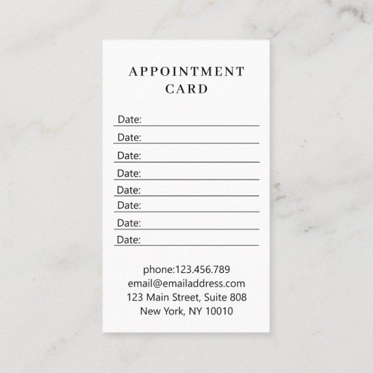 Modern Flower Salon 予約カード (裏面)