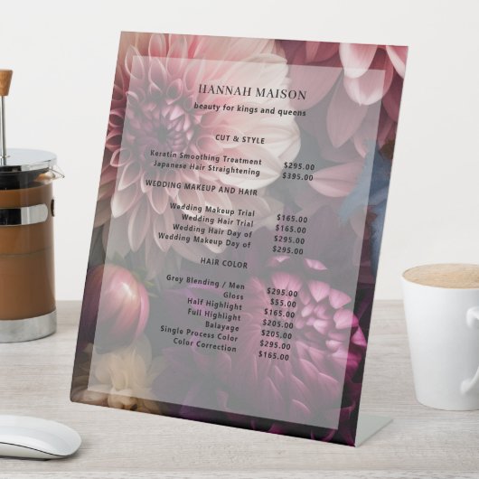 Modern Flower Salon Pricelist 台座サイン (インサイチュ)