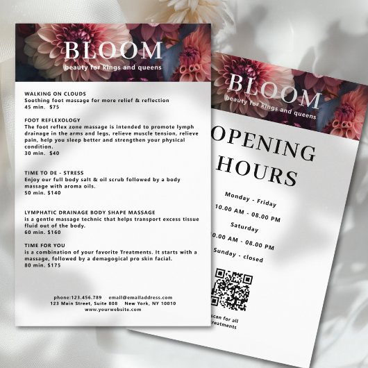 Modern Flower Salon Pricelist QR Code チラシ