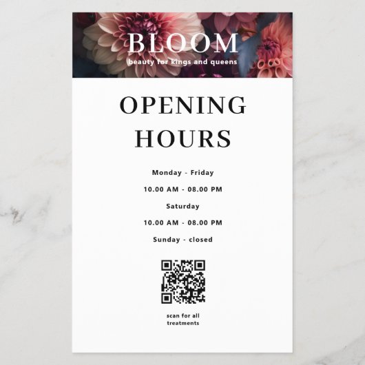 Modern Flower Salon Pricelist QR Code チラシ (裏面)