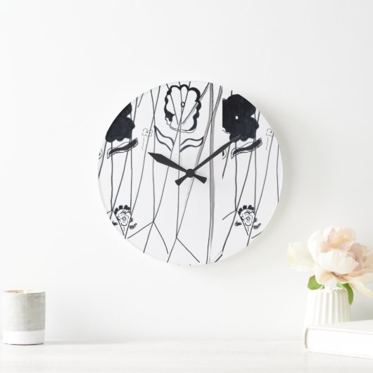 Modern flowers Wall Clock ラージ壁時計 (ホーム)