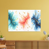 Modern Fluid Ink Swirls in Gold Abstract Canvas キャンバスプリント (インサイチュ (リビング))