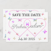 modern flying butterflies heart セーブザデート (正面/裏面)