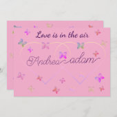 modern flying butterflies heart 招待状 (正面/裏面)